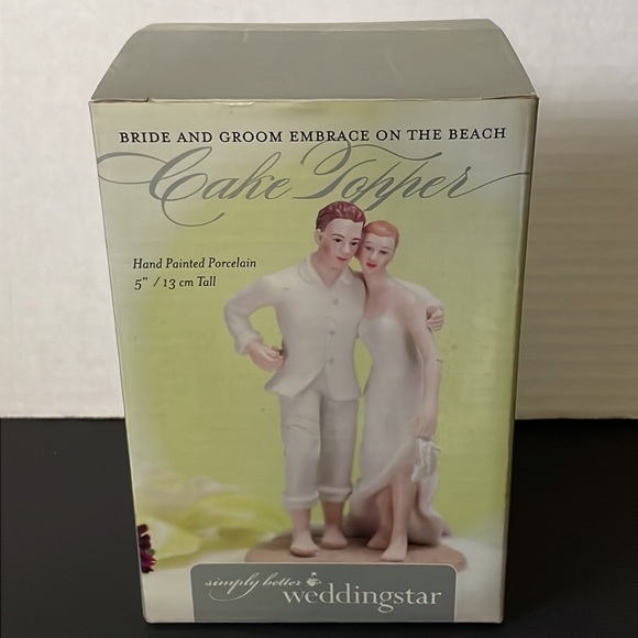 Wedding Cake Topper Bride Groom Embrace On The Beach Wedding Anniversary Decor - Picture 7 of 8